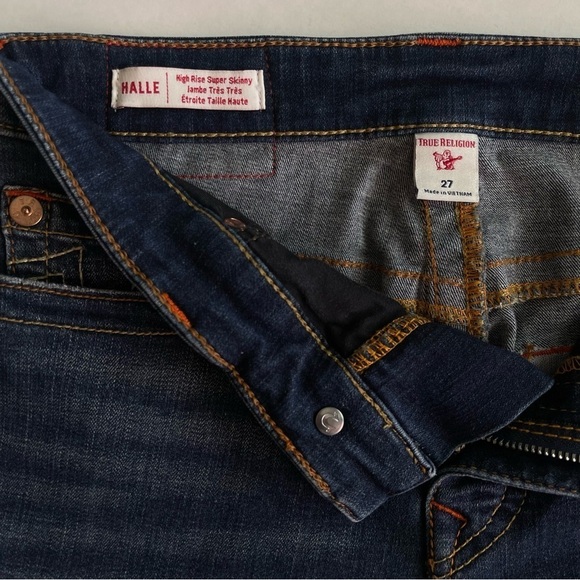True Religion Halle High Rise Super Skinny Women's Dark Blue Jeans Size 27 - Picture 5 of 11
